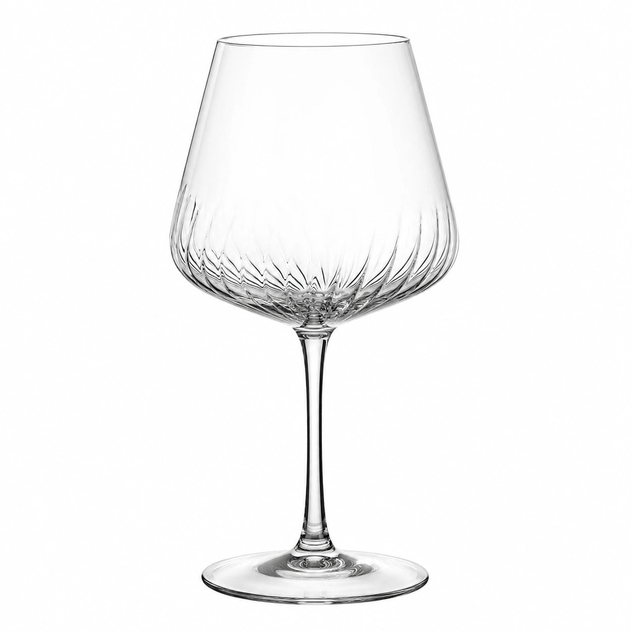 Calice da vino 650 ml in vetro trasparente - stelo lungo decorativo