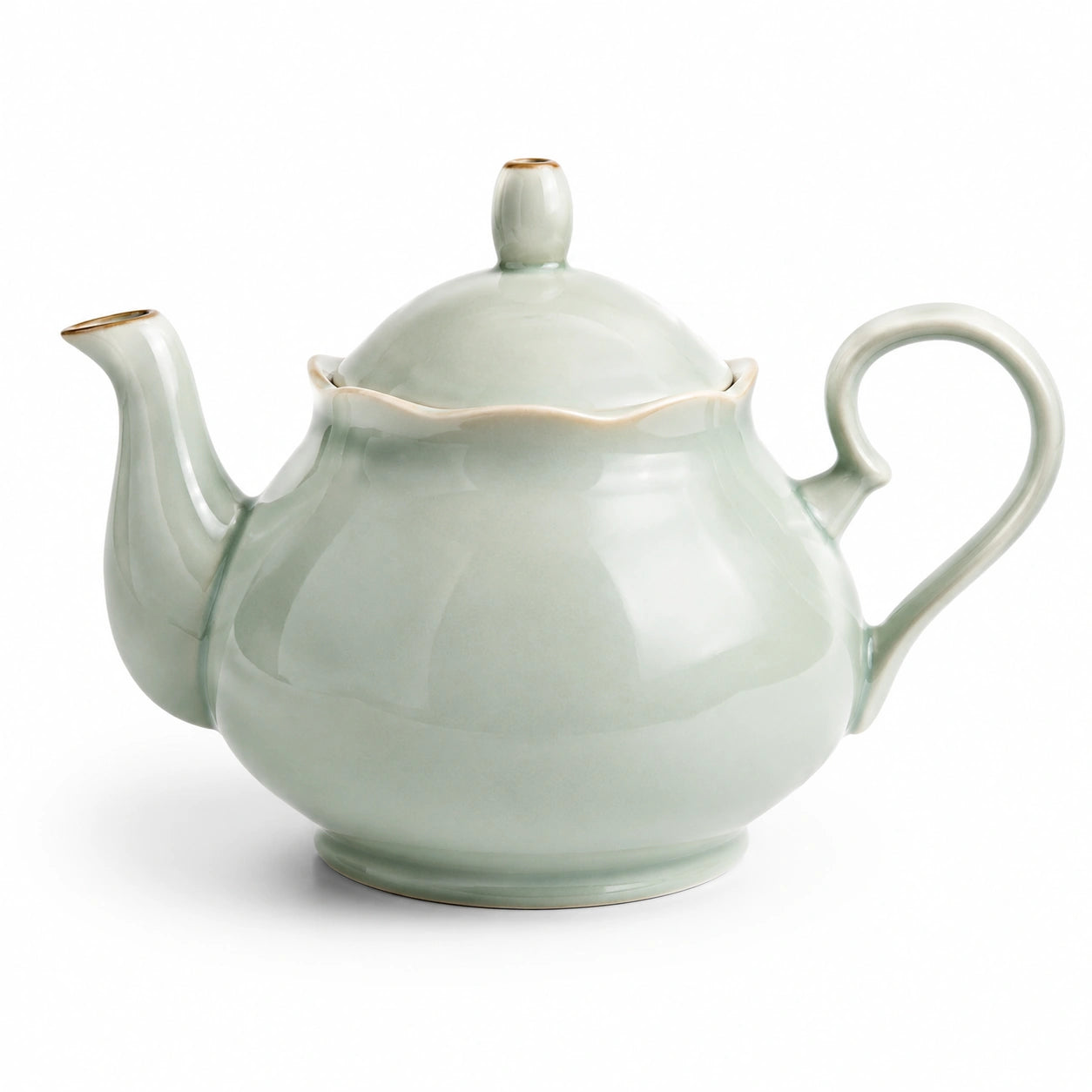 Teiera in ceramica verde salvia 1.00 L - stile classico per tè caldo
