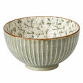 Ciotola 16 cm in ceramica verde e crema per alimenti stile floreale