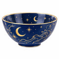 Ciotola 20 cm in ceramica blu e oro con decoro celeste