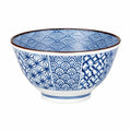 Ciotola 16 cm in ceramica bianca e blu con motivo geometrico per alimenti