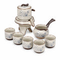 Servizio da tè in ceramica per 6 persone 120 ml beige e marrone con motivo floreale