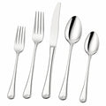 Set posate 5 pezzi in acciaio inox argento con manici decorati per tavola