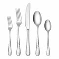 Set posate 5 pezzi in acciaio inox argento con manici martellati