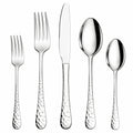 Set posate 5 pezzi da 15 a 23 cm in acciaio inox argento per tavola con manici martellati