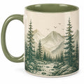 Tazza in ceramica 350 ml crema e verde con paesaggio montano