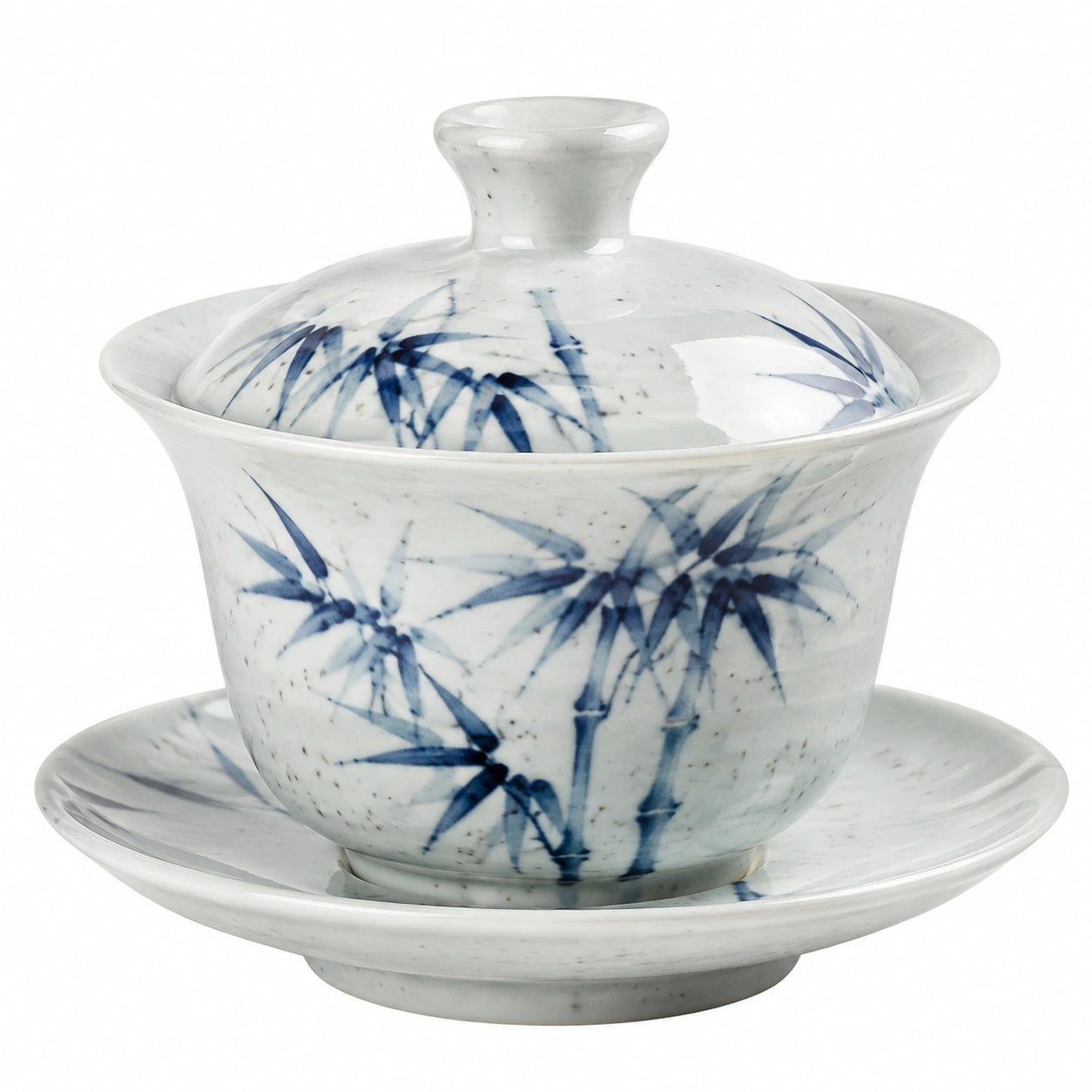 Gaiwan da tè 180 ml in porcellana bianco/blu con motivo bambù