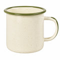 Tazza smaltata 350 ml beige e verde con manico