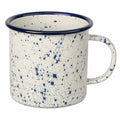 Tazza smaltata 500 ml in acciaio bianco e blu con motivo maculato