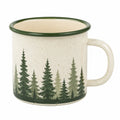 Tazza 350 ml 9 x 9 cm in acciaio smaltato crema e verde con motivo bosco